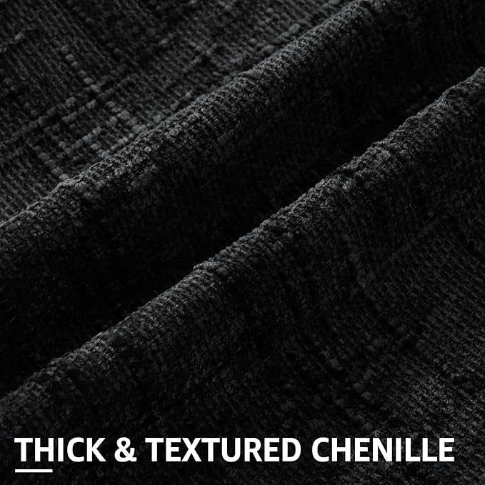 decorUhome Black Chenille Throw Pillow Covers 12x20 Set of 2 Textured Soft Cozy Slubby Couch Pillow Covers Modern Farmhouse Boho Decorative Pillow Cases for Bed Sofa Living Room