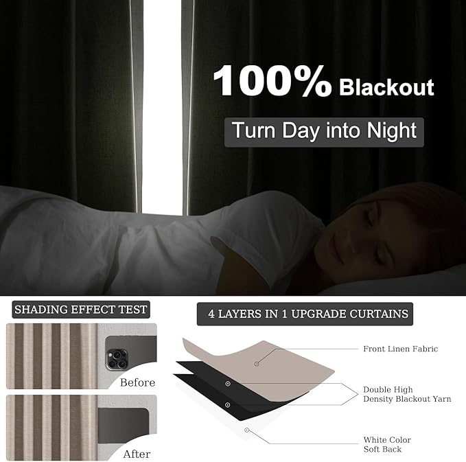 Topfinel Long Curtains for Living Room Custom 105 Inch, Sun Blocking Elegant Internet Famous Curtains Burg for Bedroom Aesthetic Thermal Blackout Drapes Fabric Thick 2panels Back Tab Hooks Pleated