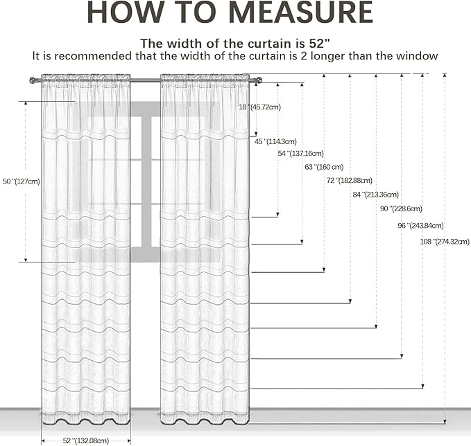 SpaceDresser Grey Sheer Curtains 4 Panels Rod Pocket Semi-Sheer Curtain 45 Inches Long Light Filtering Voile Window Drapes for Bedroom Living Room Kitchen, Each 52W x 45L