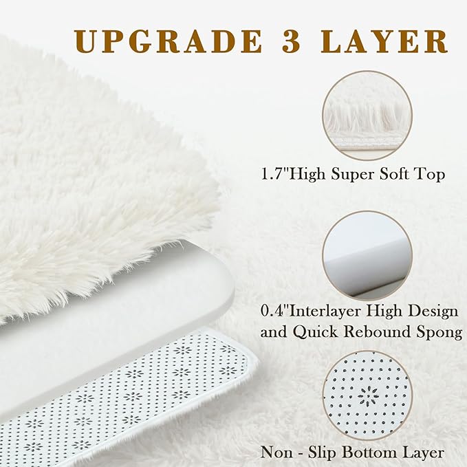 Area Rugs 10x14 Living Room, Shaggy Carpet Soft Plush Furry Bedside Rug Large Area Rugs for Bedroom Kids Girls Boys Home Decor Anti Slip(10 x 14, Cream)