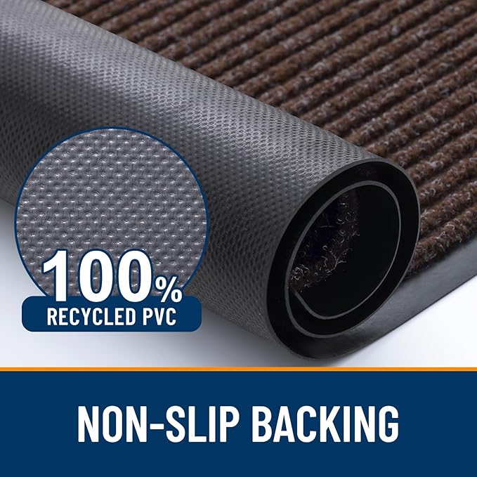 OLANLY Front Door Mat Indoor Outdoor Entrance, Waterproof Heavy Duty Doormat, Fade Resistant, Low Profile, Easy Clean Patio Porch Welcome Floor Mats for Entry, 59x20, Tan