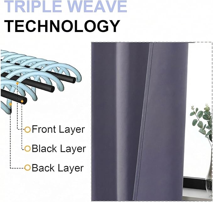 Simplebrand Blackout Extra 10ft Curtains for Patio 120 Inches Long 2 Panels Set, Solid Thermal Insulated Energy Saving Rod Pocket Window Treatment Curtains Blackout Drapes, 50"Wx120"L, Greyish Purple