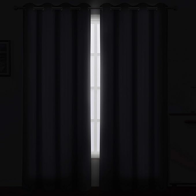 LEMOMO Blackout Curtains 66 x 95 inch/Grey Curtains Set of 2 Panels/Thermal Insulated Room Darkening Bedroom Curtains
