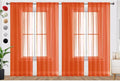 SpaceDresser Burnt Orange Sheer Curtains 4 Panels Rod Pocket Semi-Sheer Curtain 96 Inches Long Light Filtering Voile Window Drapes for Bedroom Living Room Kitchen, Each 52W x 96L