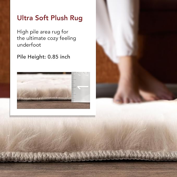Nuloom Nia Beige, 5' x 8', Cozy Shag, Fluffy and Soft, High Traffic, Stain Resistant, Easy Clean, Durable Machine Washable Area Rug for Bedroom, Living Room, Dining, Den, Foyer, Entryway
