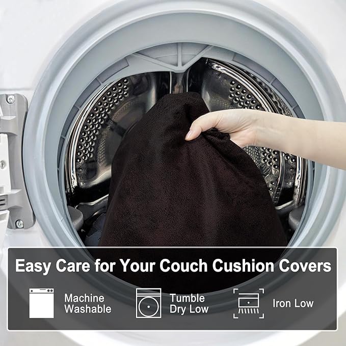 Leather Look Couch Cushion Covers Sofa Seat Slipcovers Sets Couches Furniture Protector for Sectional Armchair Loveseat Pets Kids Stretch Spandex Fabric (1 Cushion Sofa, Chocolate)