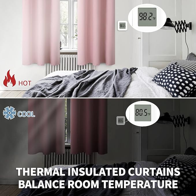 BGment Room Darkening Curtains 72 Inches Long - Grommet Thermal Insulated Drapes Window Treatment Curtains for Bedroom, 2 Panels, 42 x 72 Inch, Baby Pink