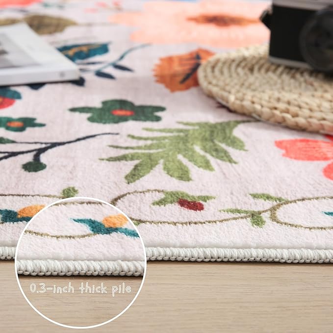 Rugcomf Runners for Hallways Kitchen Runner Rug Non Slip 2'x 10' Long Washable Rugs with Rubber Backing Soft Floral Carpet Runner for Hallways, Kitchen, Laundry, Bedroom, Bathroom(Beige)
