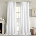 MIULEE White Linen Curtains 95 Inch Long 2 Panels for Bedroom Living Room, Soft Thick Linen Textured Back Tab Window Drapes Semi Sheer Light Filtering Rod Pocket Modern Farmhouse Decor