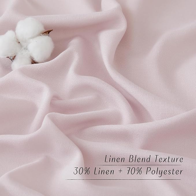 NICETOWN Blush Pink Short Linen Curtains for Kitchen, Thick Flax Small Window Treatments Semi Sheer Privacy Assured with Light Through for Cafe/Bathroom, W42 x L63, 2 Panels