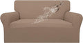 Easy-Going 100% Waterproof Oversized Loveseat Couch Cover, Dual Waterproof Sofa Cover, Stretch Jacquard Sofa Slipcover, Leakproof Furniture Protector for Kids, Pets, Dog and Cat, Camel