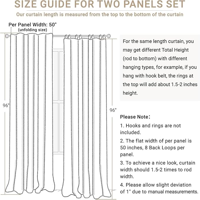 100% Blackout Shield Blush Linen Blackout Curtains for Bedroom 90 Inches Long, Back Tab/Rod Pocket Living Room Drapes, Thermal Insulated Blackout Curtains 2 Panels Set, 50" W x 90" L