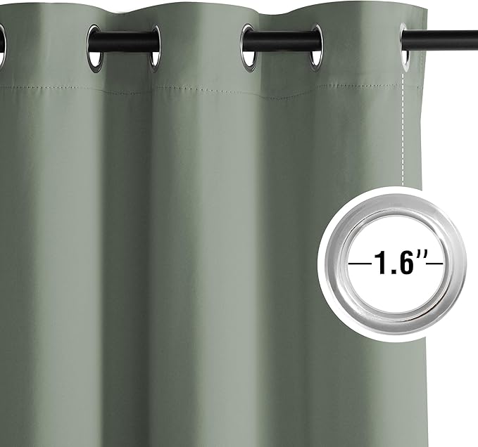 NICETOWN Blackout Curtains Grommet 2 Panels 72 Inches Long, Sage Green