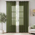 MIULEE 2 Panels Solid Color Sheer Window Curtains Elegant Window Voile Panels/Drapes/Treatment for Bedroom Living Room (54X45 Inches Olive Green)