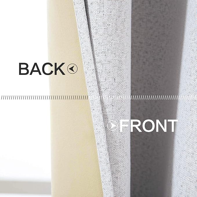 MIULEE White Blackout Curtains Linen Textured for Bedroom Nursery Thermal Insulated Room Darkening Grommet Curtains/Drapes for Living Room Decoration 52x84 Inch Grayish White 2 Panels