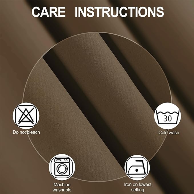 LEMOMO Blackout Curtains 66 x 84 inch/Brown Curtains Set of 2 Panels/Thermal Insulated Room Darkening Bedroom Curtains