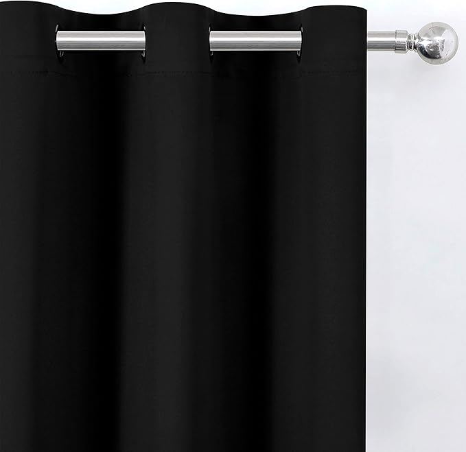LEMOMO Black Thermal Blackout Curtains/52 x 95 Inch/Set of 2 Panels Room Darkening Curtains for Bedroom