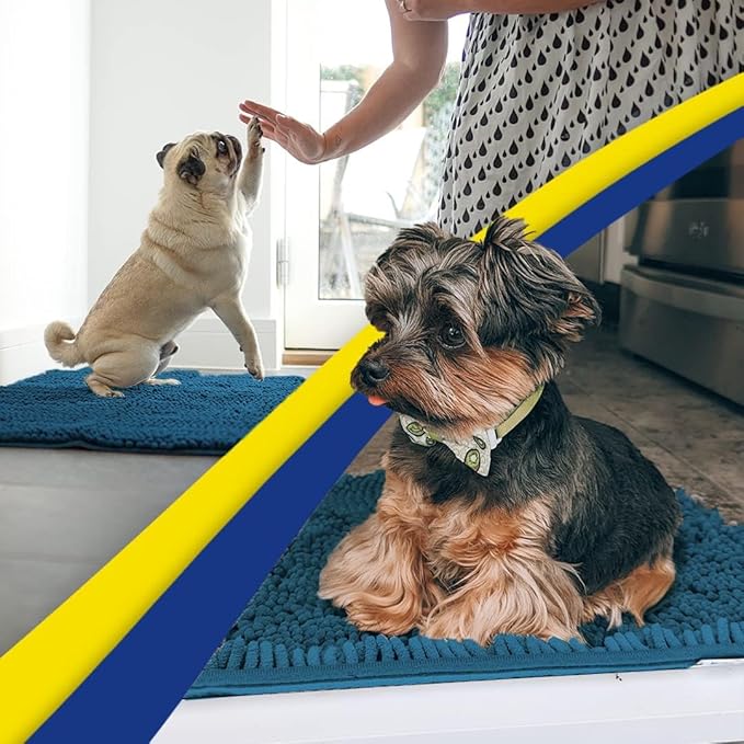 Muddy Mat® | Super Absorbent Door Mat Indoor, Microfiber Quick Dry Chenille Entryway Rug, Non-Slip Front Door Mat, Indoor Mats for Entryway, Machine Washable Pet Rug, Atlantic Blue 5ft x 7ft
