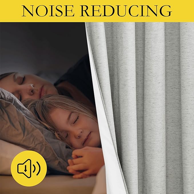 NICETOWN Grey Complete 100% Blackout Curtain Set, 52W x 45L, 2 Pcs, Thermal Insulated & Energy Efficiency Window Draperies for Guest Room, Full Shading Panels for Shift Worker and Light Sleepers