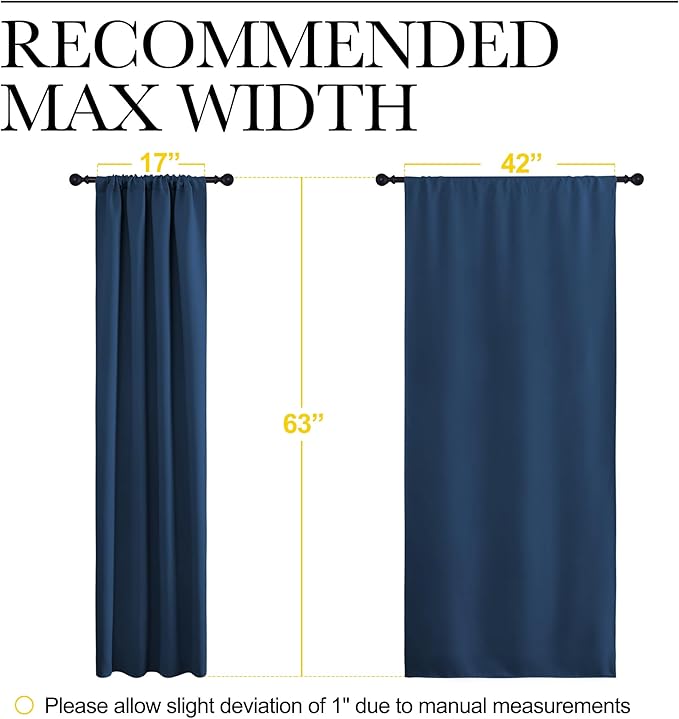 NICETOWN 2 Panels Blackout Curtains, Rod Pocket Thermal Insulated Curtains for Bedroom, Room Darkning Shading Blinds Modern Home Decoration for Living Room, Home Office, W42 x L63 in, Moroccan Blue