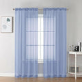 Chyhomenyc Sheer Curtains 72 Inch Length 2 Panels - Light Filtering Soft Airy Rod Pocket Voile Window Curtain Drapes for French Door Bedroom Living Room, 42Wx72L Inch, Denim Blue