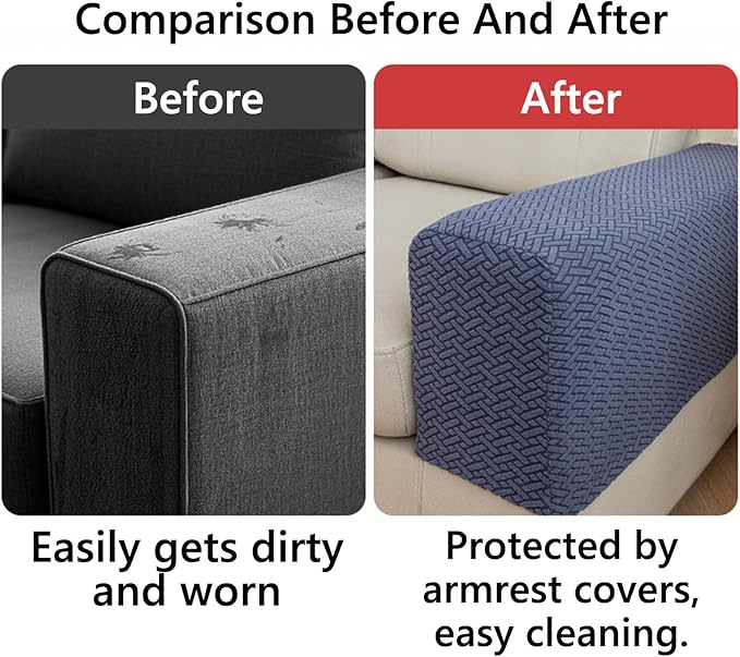 Soothing Home Sofa Covers, Sofa Hero Covers, Wear-Resistant Universal Couch Covers Washable Stretch Sectional Couch Cushion Covers (Grey,Arm Rest Covers 2pcs)