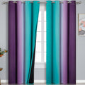Estelar Textiler Ombre Purple Blackout Curtains 96 Inches Long, Teal Curtains for Living Room, Grommet Thermal Insulated Gradient Drapes, Full Light Blocking Curtains for Bedroom,52x96 Inch, 2 Panels