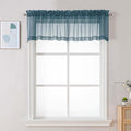 Chyhomenyc Stone Blue Sheer Valances for Windows - Light Filtering Small Kitchen Curtains, Rod Pocket Short Top Window Treatment Decor for Living Room Bathroom Basement, 42Wx16L inches, 2 Panels