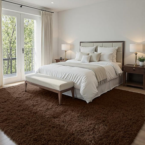 5x7 Area Rugs for Living Room Rug: Soft Fluffy Shag Brown Rugs for Bedroom, Non-Slip Large Fuzzy Plush Rug Indoor Floor Carpet for Nursery Kids Boys Girls Room, Dorms, Playroom, Modern Home Decor
