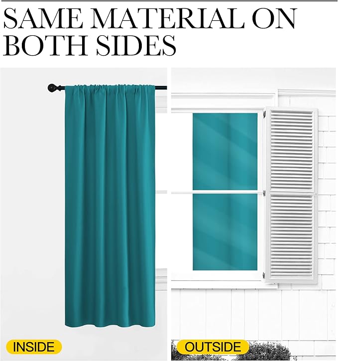 NICETOWN Living Room Curtains, Blackout Draperies, Peacock Blue, 1 Pair, 70 x 84-inch, Home Decorations Thermal Insulated Solid Rod Pocket Blackout Drapes for Cafe