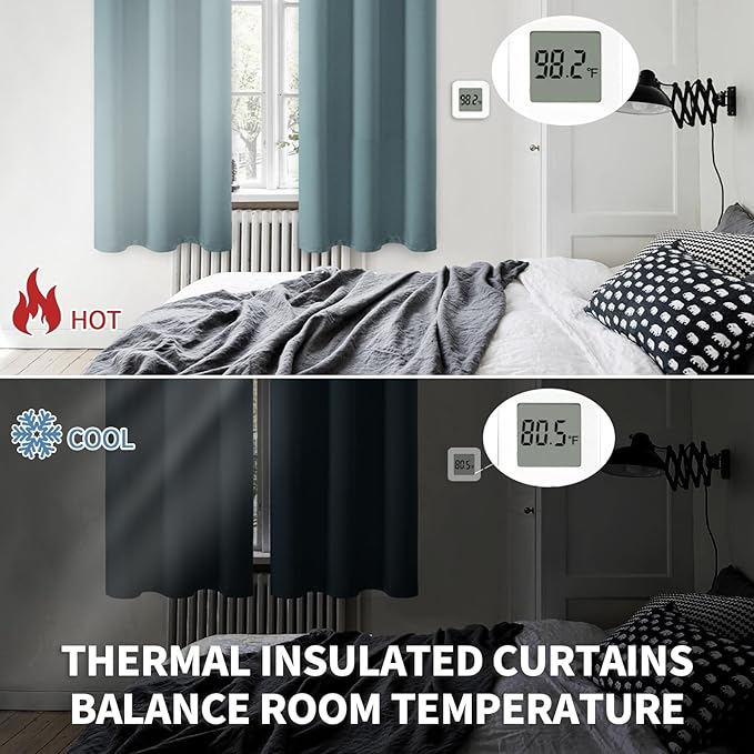 BGment Room Darkening Curtains 72 Inches Long - Grommet Thermal Insulated Drapes Window Treatment Curtains for Bedroom, 2 Panels, 52 x 72 Inch, Stone Blue