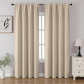 CUCRAF Light Beige Blackout Curtains 96 inch Length 2 Panels Set, Rod Pocket Room Darkening Drapes for Bedroom Living Room, Insulated Thermal Light Blocking Window Curtain (W52 x L96 Inch)