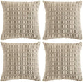 Fancy Homi 4 Packs Taupe Decorative Throw Pillow Covers 26x26 Inch for Living Room Couch Bed, Rustic Modern Farmhouse Boho Home Decor, Soft Plush Corduroy Cute Square Accent Cushion Case 60x60 cm