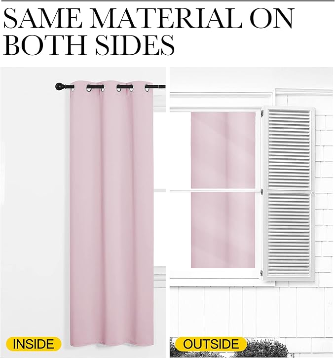 NICETOWN Baby Pink Blackout Curtains 40 inches Length for Kitchen, 2 Panels, 29" Wide, Thermal Insulated Decoration Drapes for Small Window
