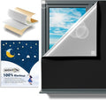 NIGHTON Portable Blackout Curtains 85"×70", Strong Hook and Loop Tape Strips with Adhesive, Cuttable Blackout Window Cover, 100% Black Out Material Blinds for Baby Nursery or Travel - Black