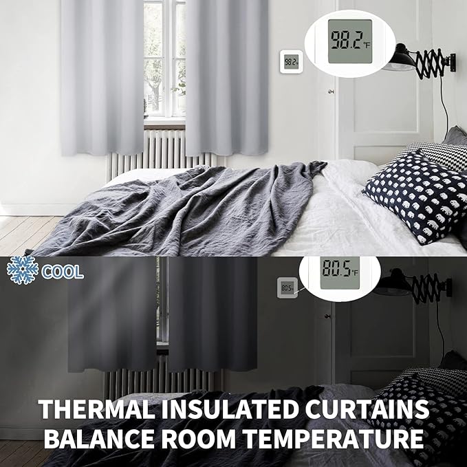 BGment Room Darkening Curtains for Bedroom - Grommet Thermal Insulated Window Treatments Light Blocking Curtains for Living Room, Set of 2 Panels, Each 46 x 84 Inch, Light Grey