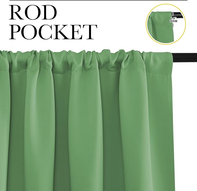 NICETOWN Blackout Curtains for Living Curtains, Froest Green, 2 Panels, 42 by 72, Room Darkening Window Curtain Panels, Easy-Care Solid Thermal Insulated Draperies/Drapes for Daughter Room