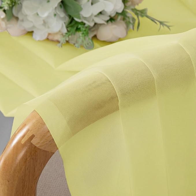 OWENIE Sheer Curtains 78 Inches Long 2 Panels Set for Bedroom Living Room, Soft Solid Light Filtering Sheer Curtain Rod Pocket Clear Drapes for Window Sliding Door, Light Yellow, 42" W x 78" L