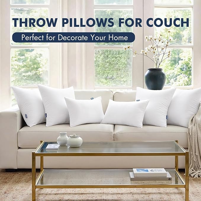 MIULEE Throw Pillows Inserts, Pack of 2 26x26 Inch 100% Virgin Fiber Filling Bed Couch Pillows