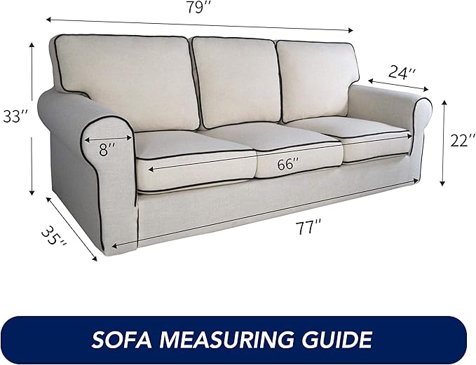 PureFit Super Stretch Sofa Slipcover – Spandex Non Slip Soft Couch Sofa Cover, Washable Furniture Protector with Non Skid Foam and Elastic Bottom for Kids, Pets （Sofa, Classic Blue）