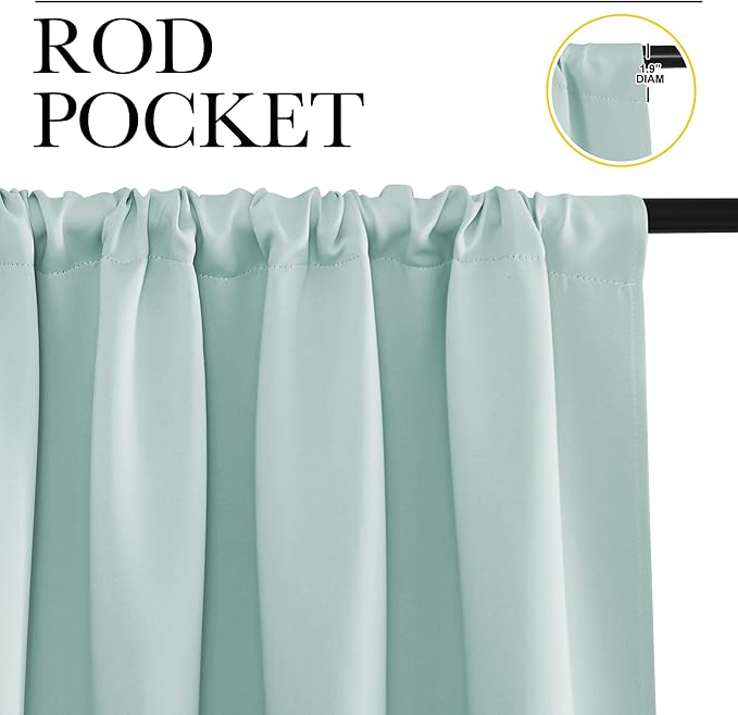NICETOWN Blackout Curtains for Living Curtains, Aqua Blue, 1 Pair, 34-inch W x 84-inch L, Home Decorations Thermal Insulated Solid Pole Top Blackout Drapes for Living Room