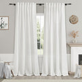 Extra Long White Linen Curtains 102 Inches Long 2 Panels Set for Living Room Back Tab Modern Farmhouse Decor Cotton Textured White Sheer Linen Curtain 102 Inch Length for Large Window 70x102
