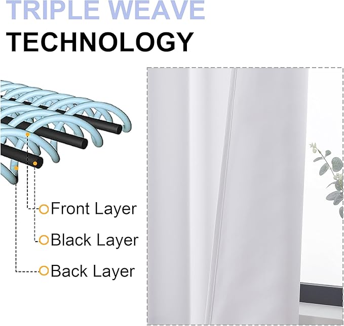 Simplebrand Ava Pure White Curtains for Bedroom 78 Inch Length 2 Panels Set, Light Filtering Window Treatment, Light Filtering Curtain Drapes, Soft Casual Rod Pocket Privacy Curtains, W40 x L78 Inch