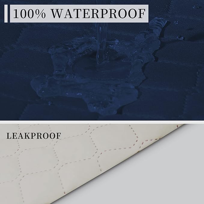 ISSUNTEX Double Protection 100% Waterproof Chair Sofa Cover for Living Room, Reversible Furniture Protector for Dogs, Pets, Kids (Chair, Navy/Ivory)