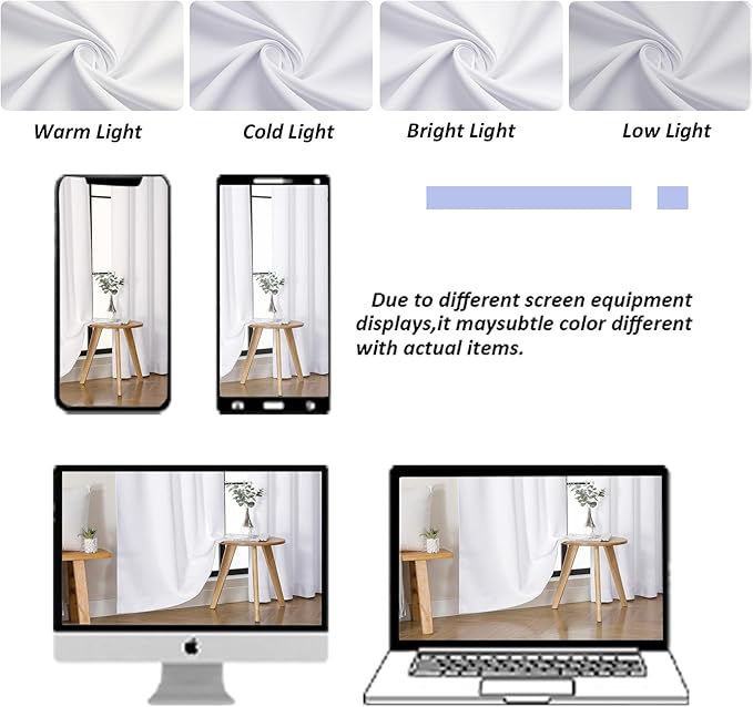 Simplebrand Ava Pure White Curtains 24 Inches Long 2 Panels, Light Filtering Half Window Rod Pocket Privacy Short Curtains, Thermal Insulated Curtain Tiers for Kitchen Bathroom Shades, W30 x L24 Inch