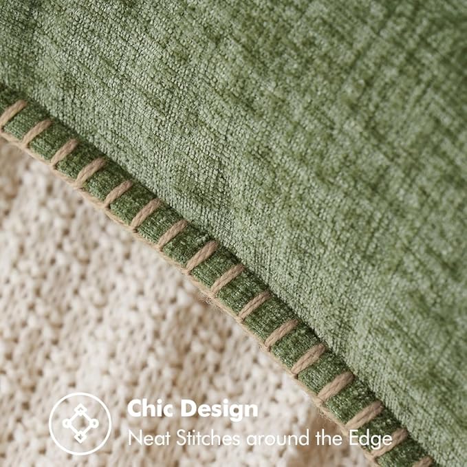 MIULEE Pack of 2 Couch Throw Pillow Covers 18x18 Inch Sage Green Farmhouse Decorative Pillow Covers with Stitched Edge Soft Chenille Solid Dyed Spring Pillow Covers for Sofa Bed Living Room