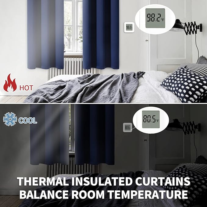 BGment Blackout Curtains for Bedroom - Grommet Thermal Insulated Room Darkening Curtains for Living Room, Set of 2 Panels (38 x 84 Inch, Navy Blue)