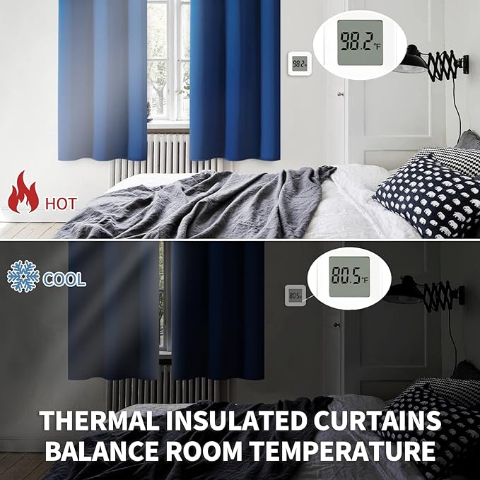 BGment Blackout Curtains for Bedroom - Grommet Thermal Insulated Room Darkening Curtains for Living Room, 52 x 45 Inch, 2 Panels, Royal Blue