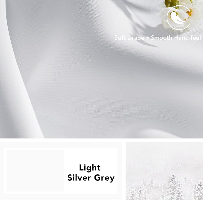 Deconovo Blackout Curtains, Thermal Insulated, W42 x L95 2 Panels, Back Tab, Machine Washable, Room-Darkening Drapes for Bedroom/Living Room Star White