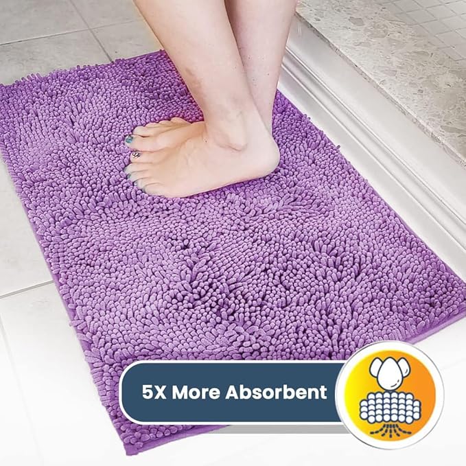 Muddy Mat® | Super Absorbent Door Mat Indoor, Microfiber Quick Dry Chenille Entryway Rug, Non-Slip Front Door Mat, Indoor Mats for Entryway, Machine Washable Pet Rug, Purple 19"x30"